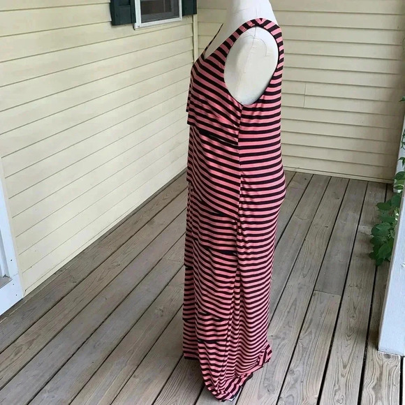 R&M Richards Woman Maxi Dress Shingle Tiered Plus Size 1X Striped Multicolor - Picture 3 of 7